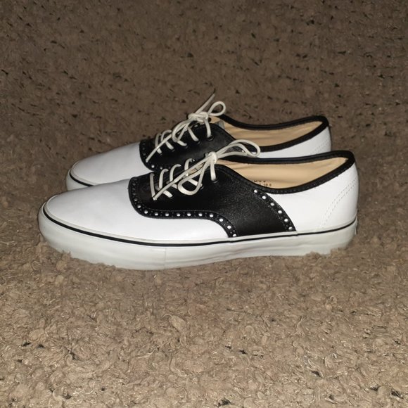 VANS VAULT-SPECTATOR LX-Black/White Leather-VN0KXNBA2-RARE/SKATE-SZ 9-Near Mint main image 8